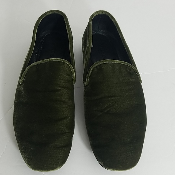 Vince Shoes - Vince Green Velvet Smoking Slippers Flats